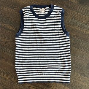 J Crew- sleeveless sweater shell-Striped Navy/white